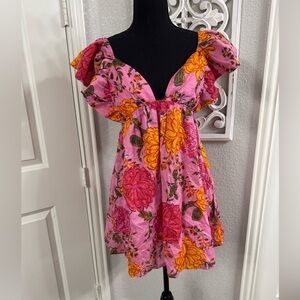 Olivaceous Pink and Orange Floral Dress
